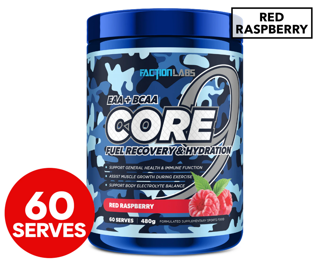 Faction Labs Core 9 | EAA + BCAA - Red Raspberry