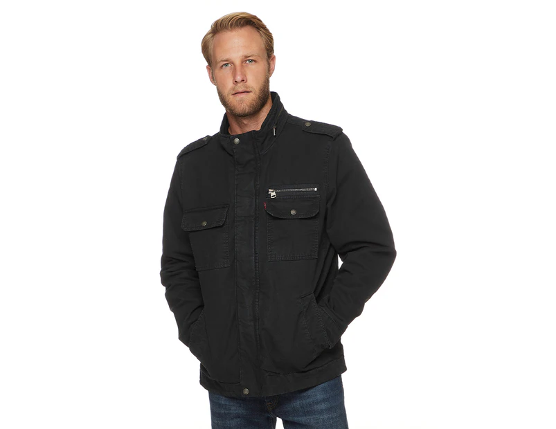 Levi's Men's Washed Cotton Military Jacket - Navy