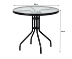 Costway Outdoor Bar Table Patio Furniture Round Coffee Side Table Tempered Glass Dining Garden Balcony Bistro w/Parasol Hole