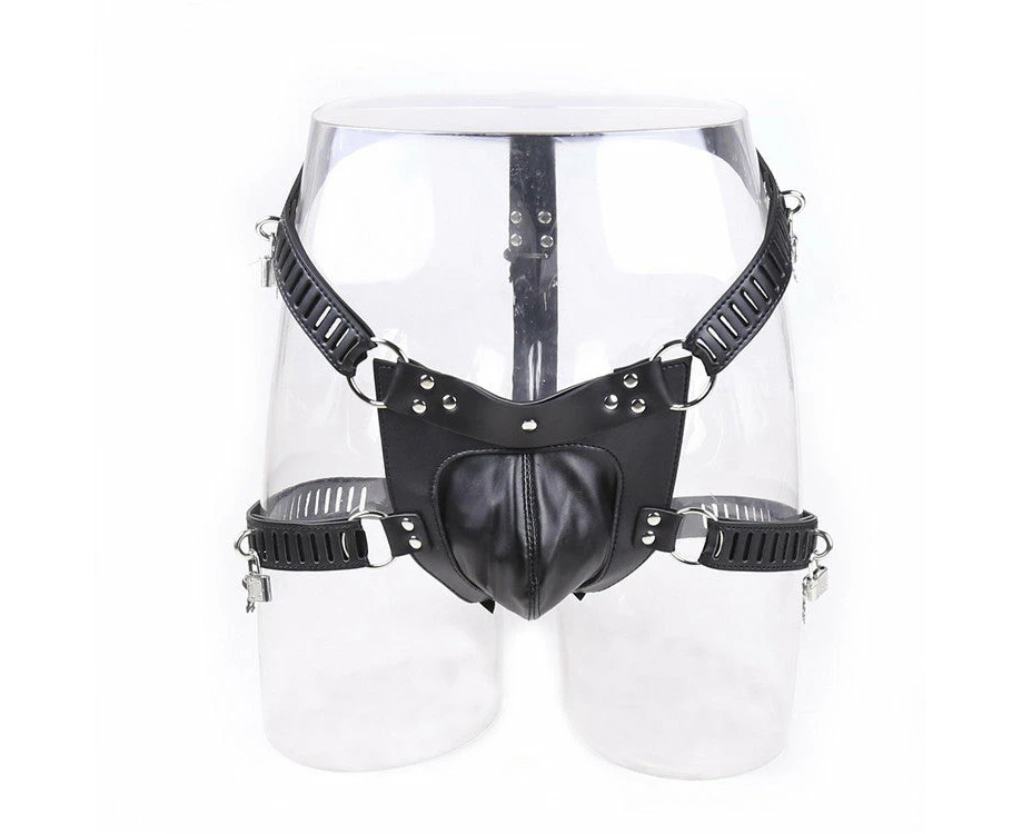 Adjustable Faux Leather Bondage Men's Chastity Pants Harness