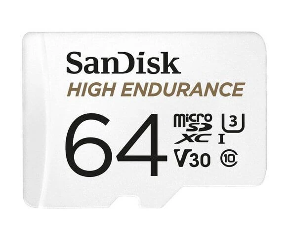 SanDisk High Endurance 64GB microSD 100MB/s 40MB/s 5K hrs 4K UHD C10 U3 V30 -400C to 850C Heat Freeze Shock Temperature Water X-ray Proof SD Adapter