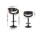 Artiss Bar Stools Swivel Chair Kitchen Gas Lift Wooden Bar Stool Leather Black