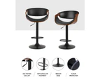 Artiss Bar Stools Swivel Chair Kitchen Gas Lift Wooden Bar Stool Leather Black