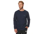 Lonsdale Men's Manor Long Sleeve Panelled Tee / T-Shirt / Tshirt - Navy