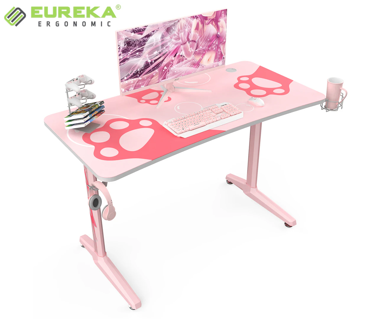 Eureka Ergonomic GIP-P47 Home Office Gaming Desk - Cute Pink