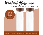 MINI GLASS JAR w/ WOOD LID [12 pack] 175mL Spice Kitchen Food Canister Container Clear Glass Food Storage Wedding Favours Home Canisters Airtight Lids