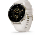 Garmin Venu 2 Plus GPS Smartwatch Cream Gold Stainless Steel Bezel w/ Ivory Case - White