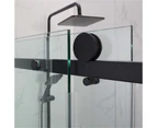 870-1180mm Wall to Wall Sliding Shower Screen Frameless BLACK Stainless Steel Square Rail 10mm Glass SS304 Round Handle