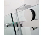 870-1180mm Wall to Wall Sliding Shower Screen Frameless Chrome Stainless Steel Square Rail 10mm Glass SS304 Round Handle