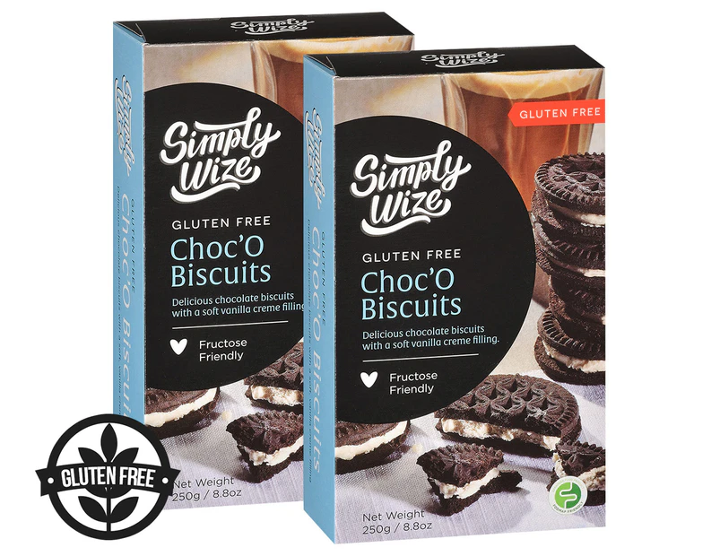 2 x Simply Wize Gluten Free Choc'O Biscuits 250g