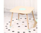 Kids Wooden Play Table Wooden Table with Centre Mesh Storage - 60cm x 60cm