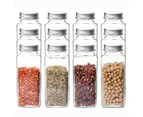 12pcs Spice Jars Set Condiment Storage Container Square Glass Containers Clear