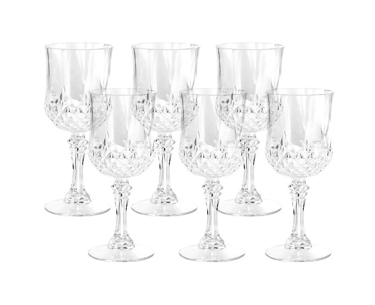 6x Lemon & Lime Crystal Deco 220ml Plastic Red Wine Glass Drinking Party Clear