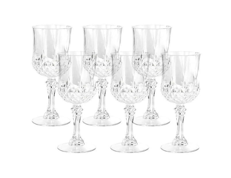 6x Lemon & Lime Crystal Deco 220ml Plastic Red Wine Glass Drinking Party Clear