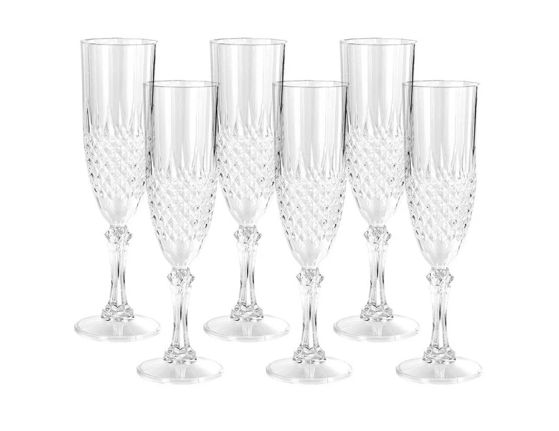 6x Lemon & Lime Crystal Deco 230ml Plastic Champagne Glass Sparkling Wine Flute