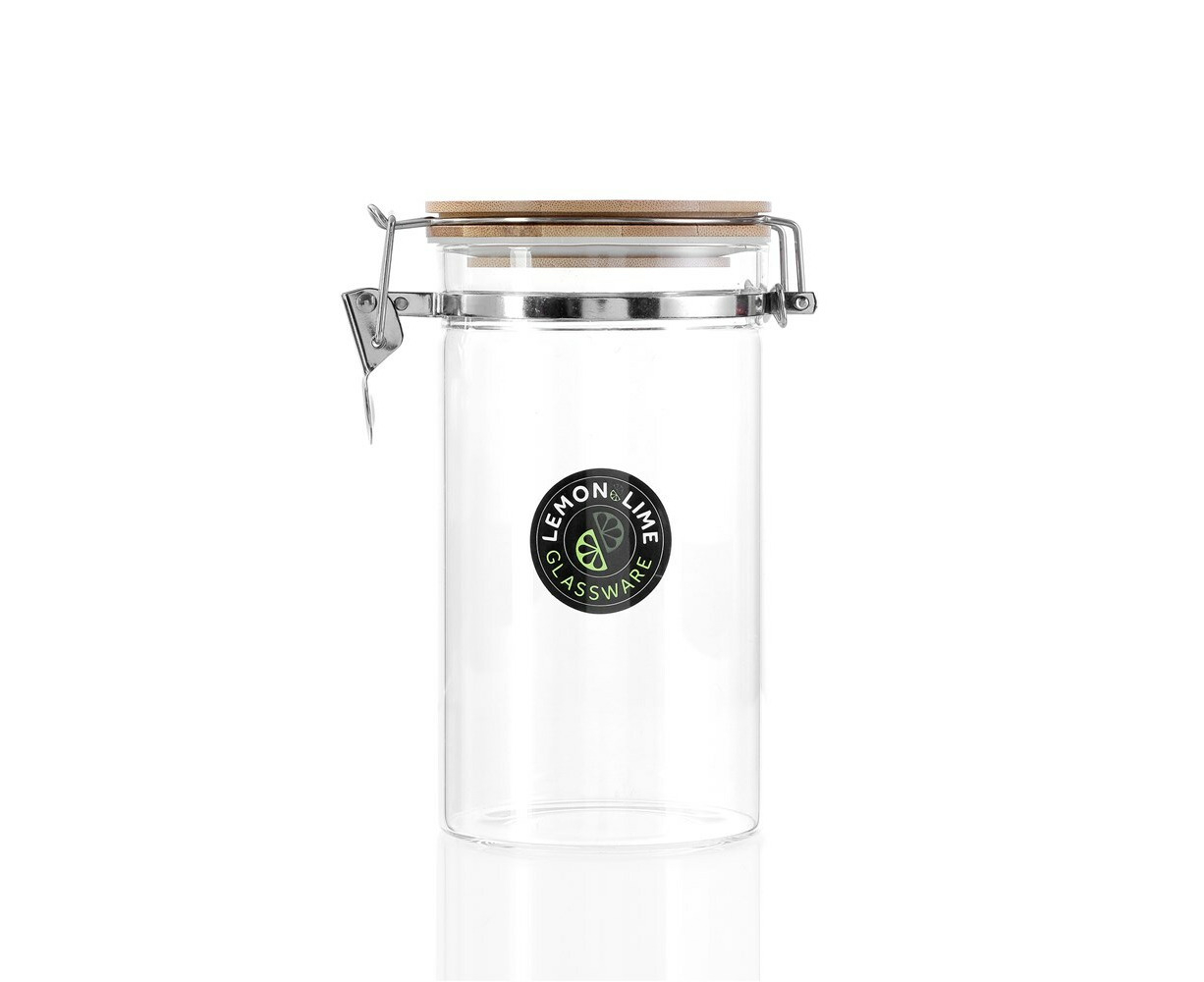 Borosilicate glass carafe with bamboo lid 1.2L, transparent