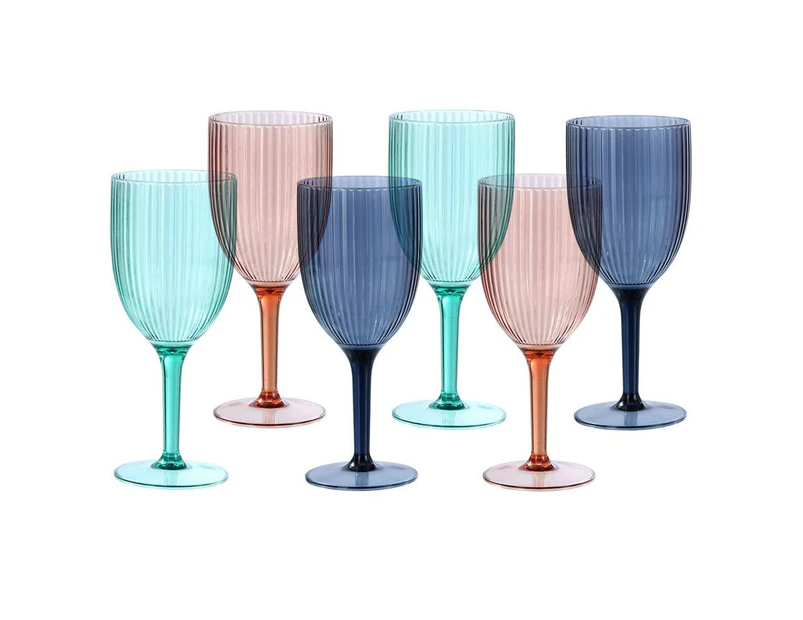 6x Lemon & Lime Palm Deco 400ml Wine Goblet Outdoor/Picnic Drinking Cup Assorted