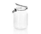 Lemon & Lime Fido Stripe 1.9L/20.5cm Glass Clip Jar Food Canister Container CLR