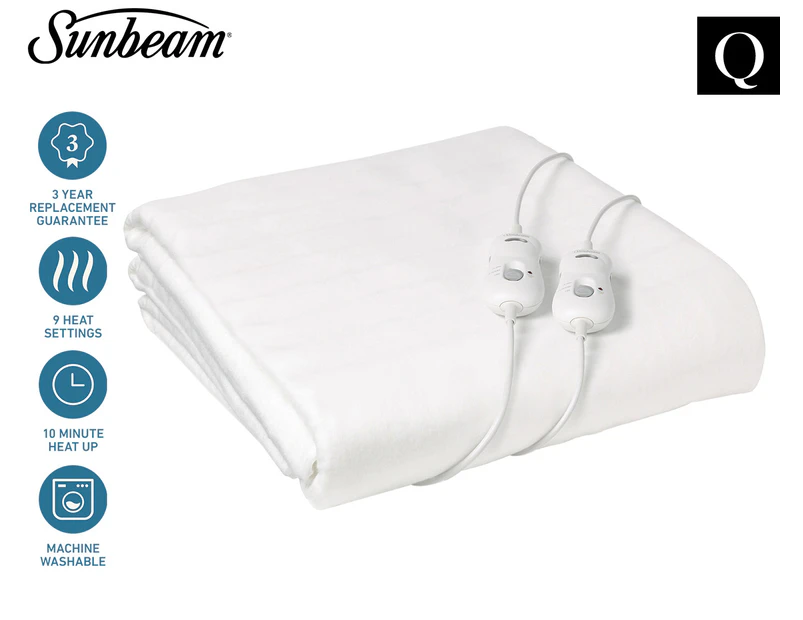 Sunbeam Sleep Perfect Antibacterial Queen Bed Electric Blanket - BLA5351