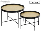 Cooper & Co. 2-Piece Lindi Rattan Coffee Table Set - Black/Natural