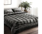 Giselle Bedding Faux Mink Quilt Charcoal Queen