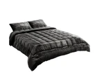 Giselle Bedding Faux Mink Quilt Charcoal Queen