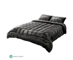 Giselle Bedding Faux Mink Quilt Charcoal Queen