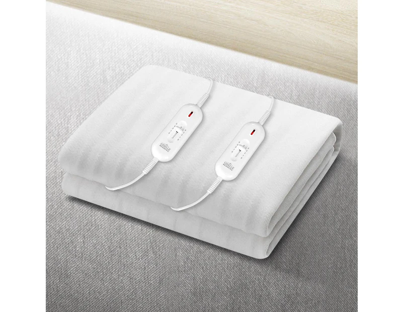 Giselle Bedding Electric Blanket Queen Size Polyester Fully Fitted Heated Bed Sheet Pad Underblanket Winter Warming Dual Remote Controllers Washable
