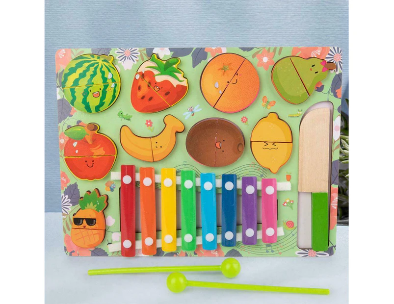 2-in-1 Xylophone Cutting Fruit Glockenspiel 8 Note Percussion Instruments
