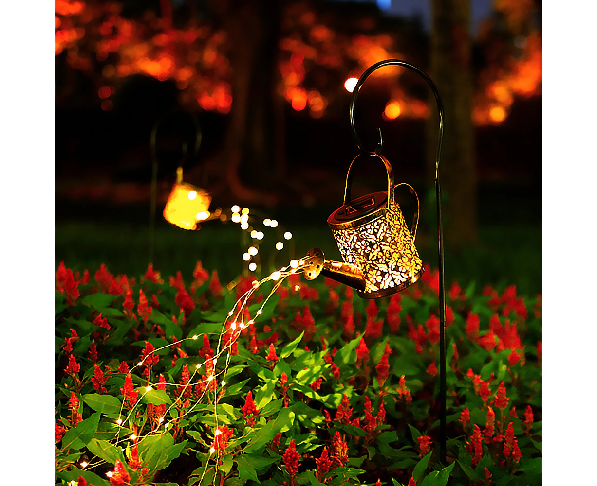 LED Solar Powered Watering Can String Light Outdoor Garden Art Decor Lamp