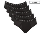 Hugo Boss Men's Pure Cotton Fine Rib Traditional Briefs 5-Pack - Black