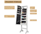 Giantex Jewelry Armoire w/ LED Lights Free Standing Mirrored Jewelry Cabinet w/Large Storgae Space & Mirror,White