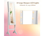 Giantex Jewelry Armoire w/ LED Lights Free Standing Mirrored Jewelry Cabinet w/Large Storgae Space & Mirror,White