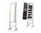 Giantex Jewelry Armoire w/ LED Lights Free Standing Mirrored Jewelry Cabinet w/Large Storgae Space & Mirror,White