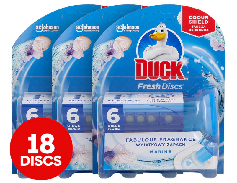 3 x 6pk Duck Toilet Fresh Discs Marine