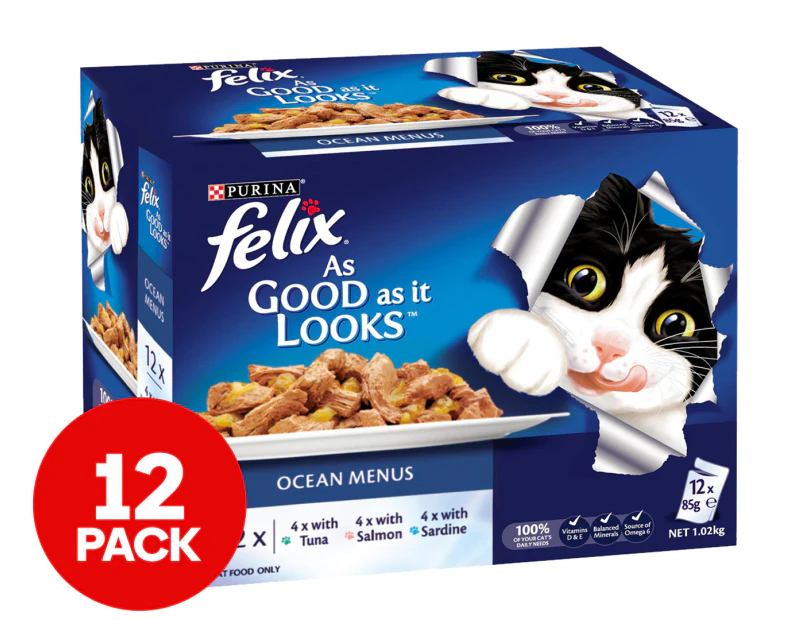 12 x FELIX As Good As It Looks Cat Food Ocean Menu 85g