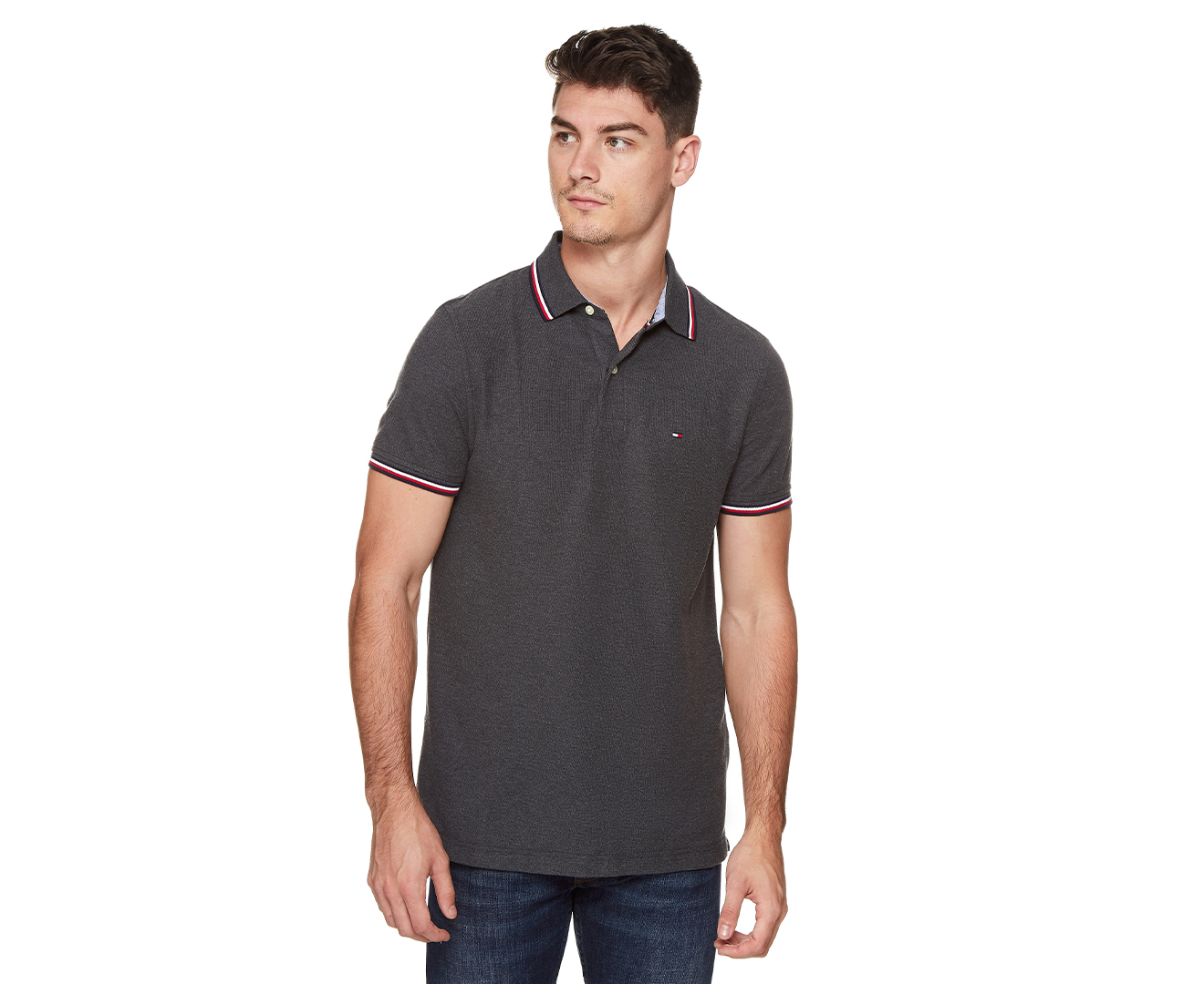 Tommy Hilfiger Men's Winston Solid Wicking Polo Shirt - Charcoal Grey ...
