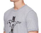 Ford Mustang Men's Signature Tee / T-Shirt / Tshirt - Grey Marle/Black
