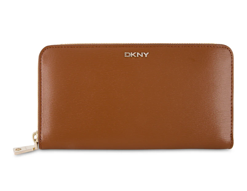 DKNY Bryant Zip Around Leather Wallet - Caramel/Gold