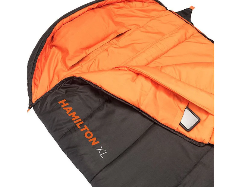 Oztent Hamilton XL Hooded Sleeping Bag Right Zip Brown/Orange