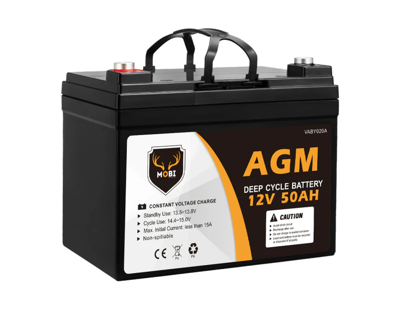 MOBI 50AH AGM Battery Deep Cycle Mobility Scooter Golf Cart Camping 12V