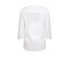Mountain Warehouse Womens Petra Sleeve Shirt Ladies Buttoned Roll up Sleeves Top - White