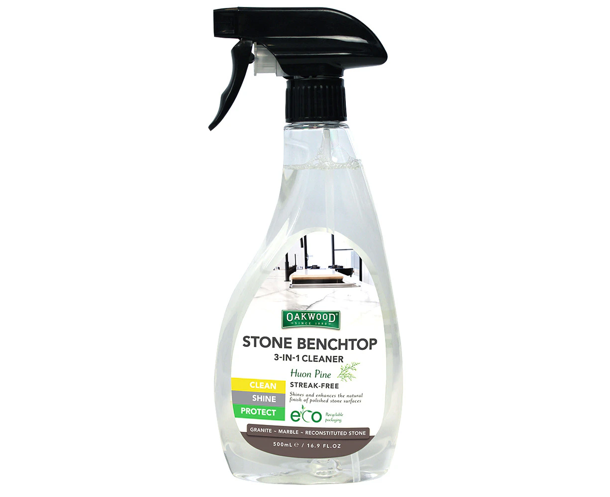 Oakwood Stone Benchtop 3-in-1 Surface Cleaner 500ml Spray Protector Huon Pine