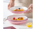 SOGA Pink Japanese Style Ceramic Dinnerware Crockery Soup Bowl Plate Server Kitchen Home Decor Set of 8