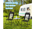 Costway 2x Outdoor Chairs Folding Deck Dining Chairs Camping Beach Adjustable Recliner w/Head Pillow Patio Garden Backyard