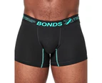 Bonds Mens X-Temp Trunk Underwear Trunks Black/Aqua Green Cotton/Elastane - Black / Aqua Green