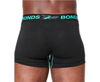 Bonds Mens X-Temp Trunk Underwear Trunks Black/Aqua Green Cotton/Elastane - Black / Aqua Green
