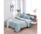 Solid Color 3pcs Quilt Cover Set 100% Microfiber - Soft and Breathable with Zipper Closure & Corner Ties - Sky Blue