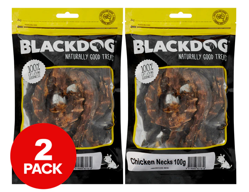 2 x Blackdog Chicken Neck Dog Treats 100g