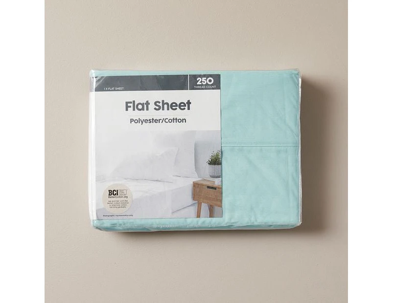 Target 250 Thread Count Polyester Cotton Flat Sheet - Blue